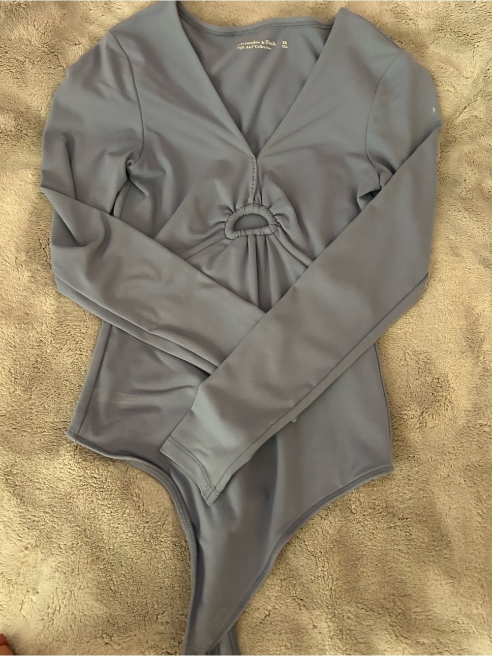 Abercrombie & Fitch Slate Blue Long-Sleeve Ring-Front Bodysuit